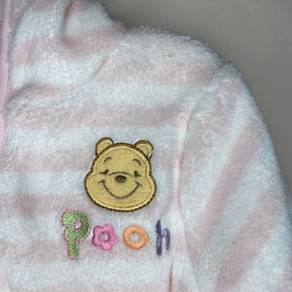 Disney Baby Winnie the Pooh bath robe with pink and white strips size 0-9 months - Picture 3 of 4